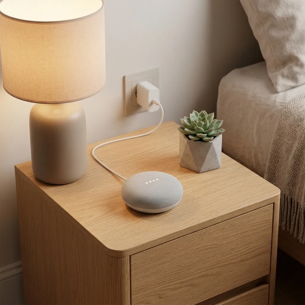 Google Nest Mini (2nd Generation) Smart Speaker – Chalk White with Power Adapter - Image 4