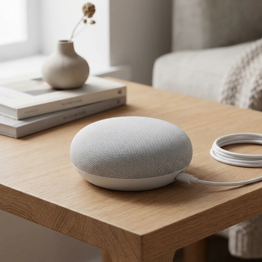 Google Nest Mini (2nd Generation) Smart Speaker – Chalk White with Power Adapter - Image 2