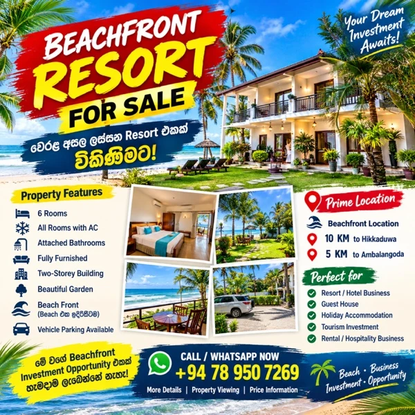Beach Resort for Sale - 6 AC Rooms Beachfront Property