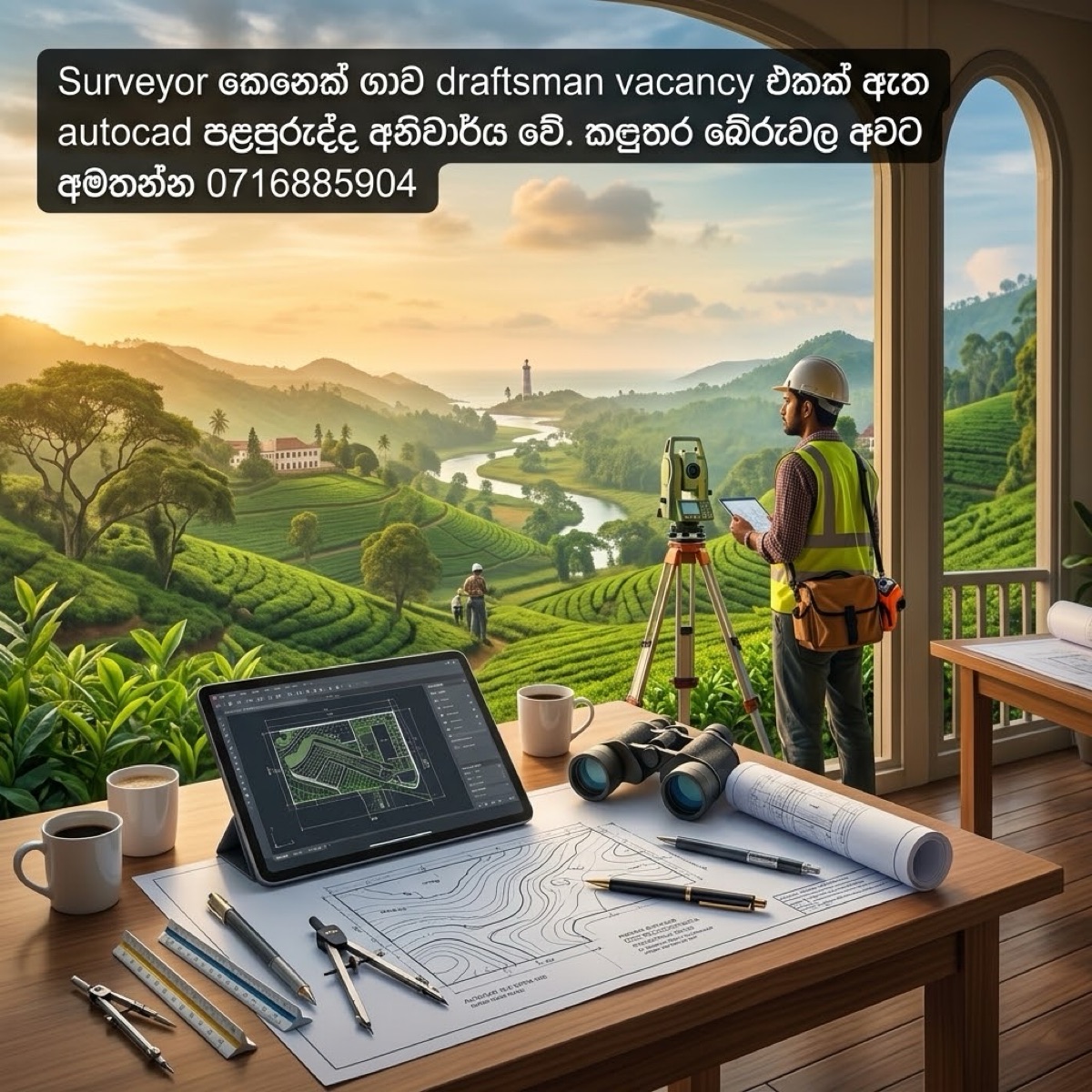 A surveyor has a draftsman vacancy